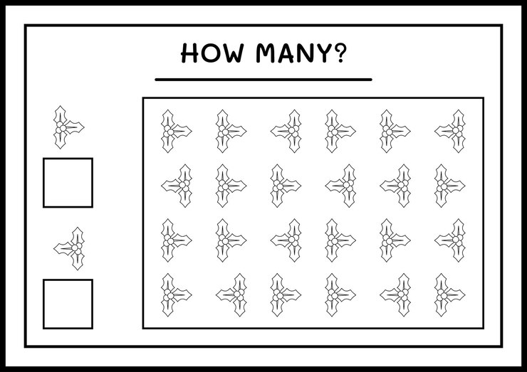 Vector how many holly berry, game for children. vector illustration, printable worksheet