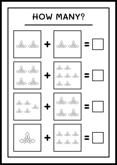 How many holly berry, game for children. Vector illustration, printable worksheet