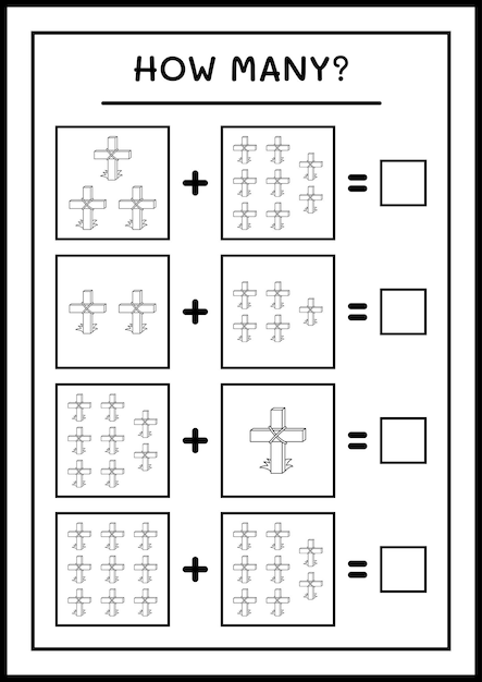 ホーリークロスの数、子供向けのゲーム。ベクトルイラスト、印刷可能なワークシート