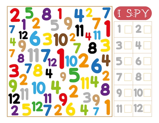 Vector how many. i spy game for kids. numbers counting activity. preschool worksheet. educational page