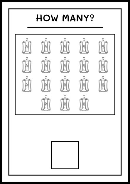 How many Lantern, game for children. Vector illustration, printable worksheet