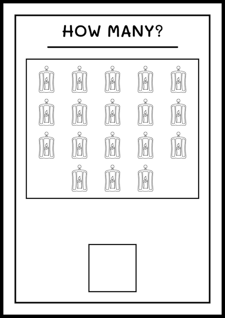 Vector how many lantern, game for children. vector illustration, printable worksheet