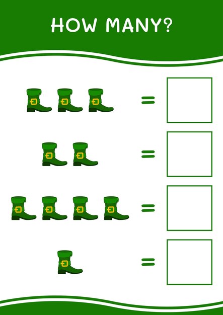 How many of Leprechaun boot game for children Vector illustration printable worksheet