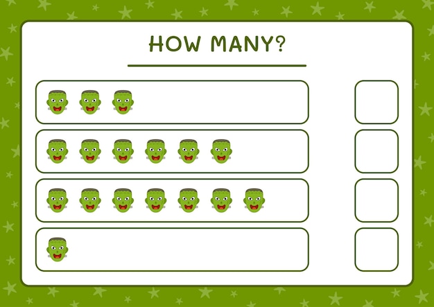 How many Monster, game for children. Vector illustration, printable worksheet