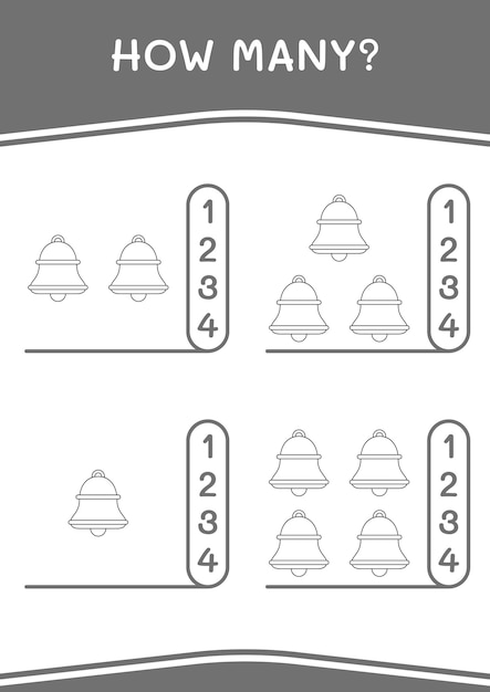 어린이 벡터 일러스트 인쇄용 워크시트를 위한 벨 게임의 수