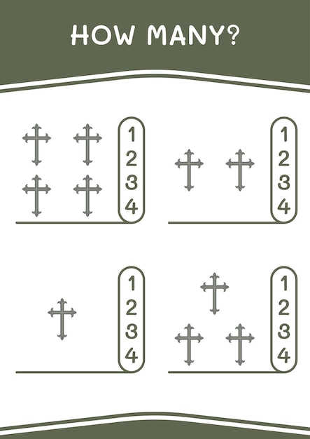 어린이 벡터 일러스트 인쇄용 워크시트를 위한 기독교 십자가 게임의 수