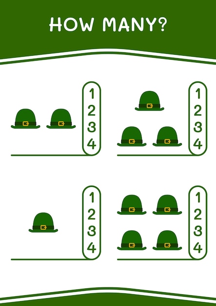 子供のための聖パトリックの日の帽子ゲームの数ベクトルイラスト印刷可能なワークシート