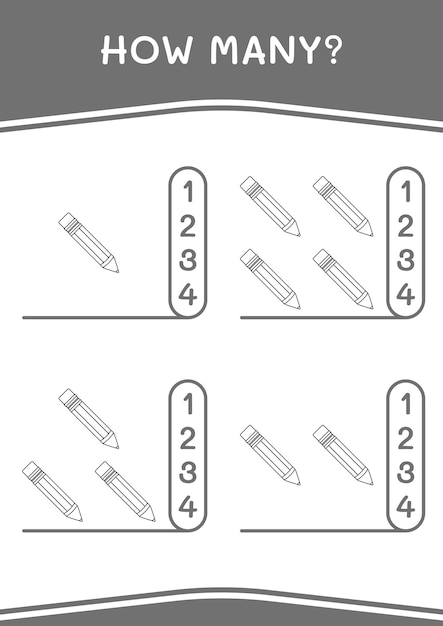 Сколько карандашных игр для детей Векторная иллюстрация лист для печати