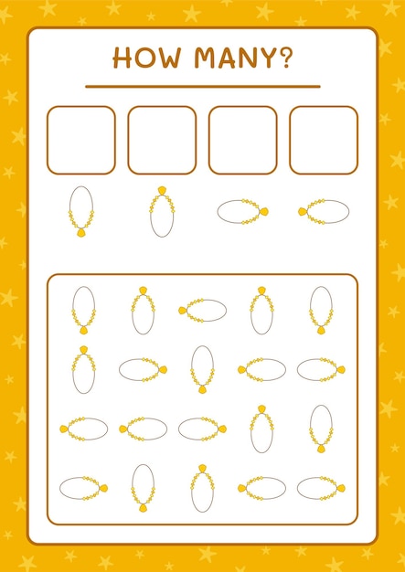 얼마나 많은 펜던트, 어린이용 게임. 벡터 일러스트 레이 션, 인쇄용 워크시트