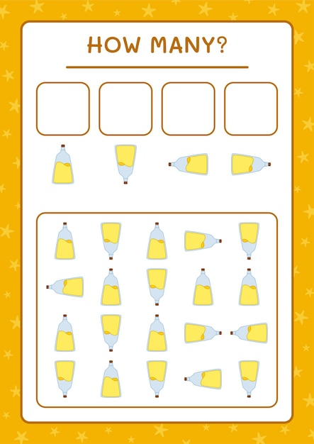 How many Potion Bottle, game for children. Vector illustration, printable worksheet