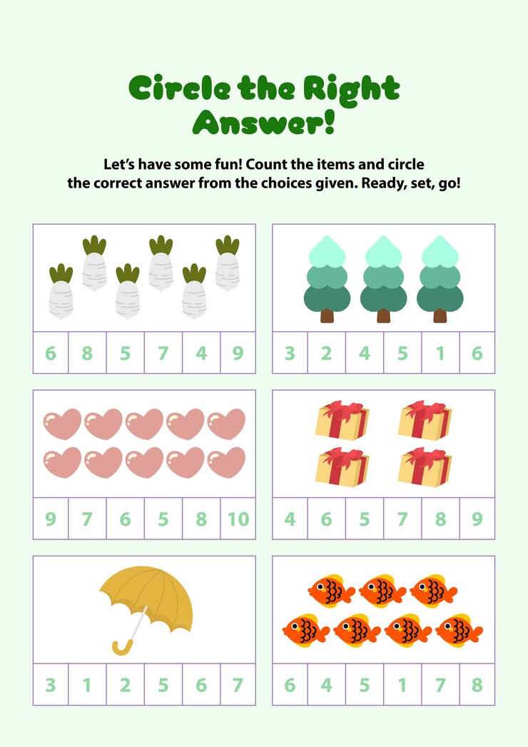 Vector how many preschool math counting worksheet practice educational printable game for kids