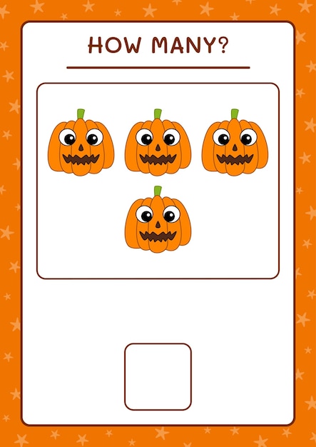 How many pumpkin, game for children. vector illustration, printable worksheet