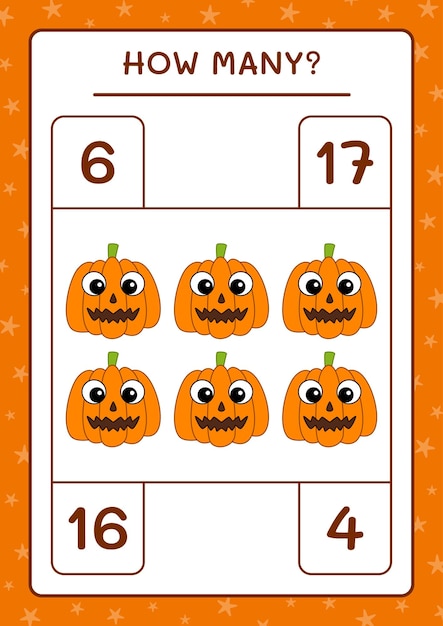 How many pumpkin, game for children. vector illustration, printable worksheet