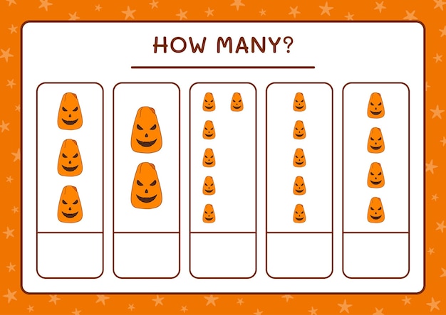 How many Pumpkin, game for children. Vector illustration, printable worksheet