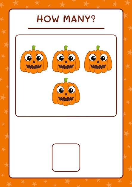 カボチャの数、子供向けのゲーム。ベクトルイラスト、印刷可能なワークシート