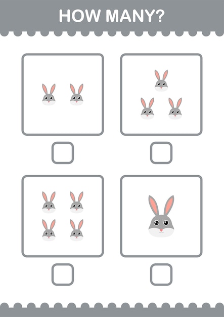 How Many Rabbit face Worksheet for kids