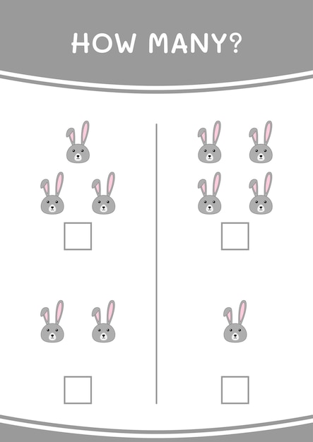 How many of Rabbit game for children Vector illustration printable worksheet