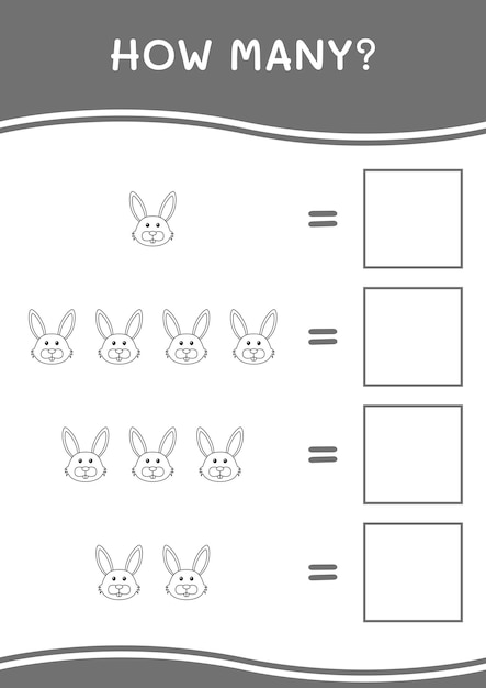 How many of Rabbit game for children Vector illustration printable worksheet