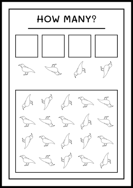 How many Raven, game for children. Vector illustration, printable worksheet