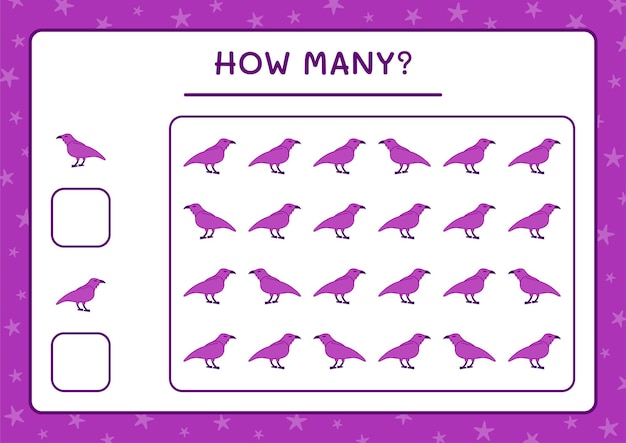 How many Raven, game for children. Vector illustration, printable worksheet