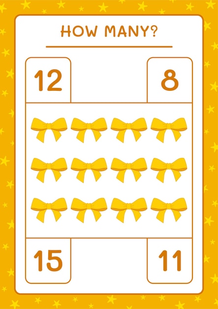 How many ribbon, game for children. Vector illustration, printable worksheet