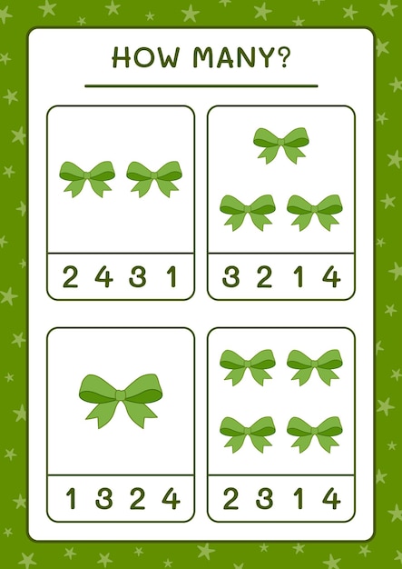 How many ribbon, game for children. Vector illustration, printable worksheet