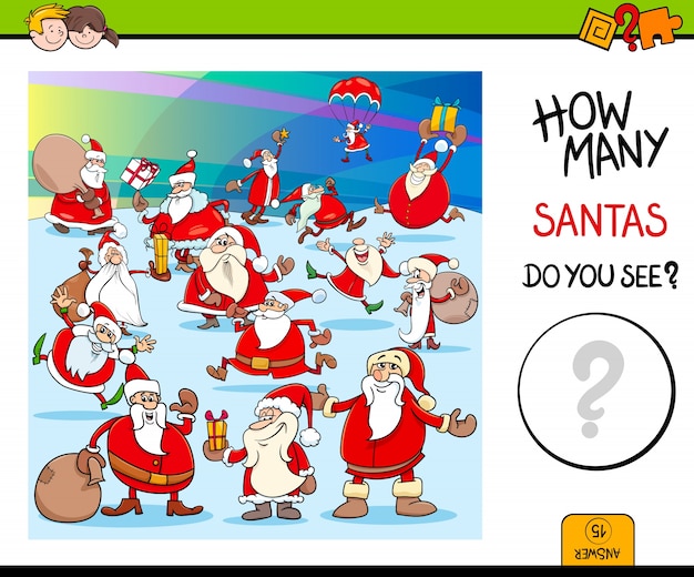 Vector how many santa claus educational game