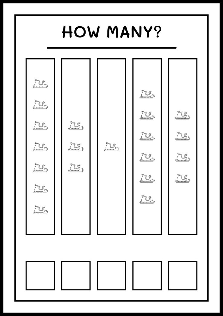 Vector how many santa claus sleigh, game for children. vector illustration, printable worksheet