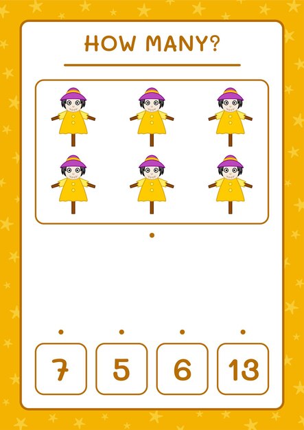 How many scarecrow, game for children. vector illustration, printable worksheet