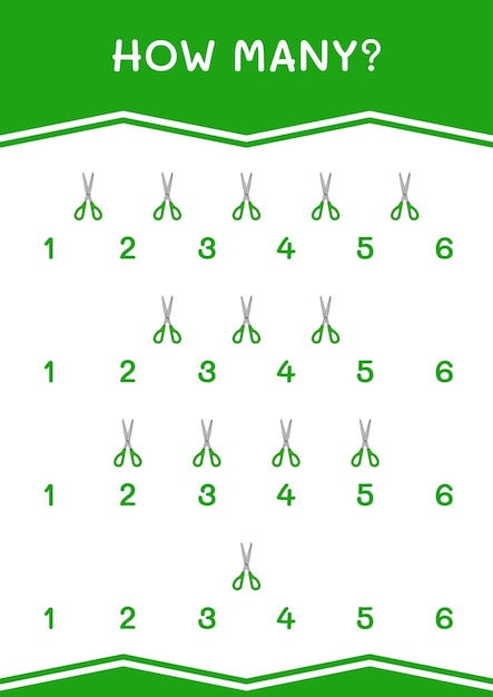 어린이 벡터 일러스트 인쇄용 워크시트를 위한 가위 게임의 수