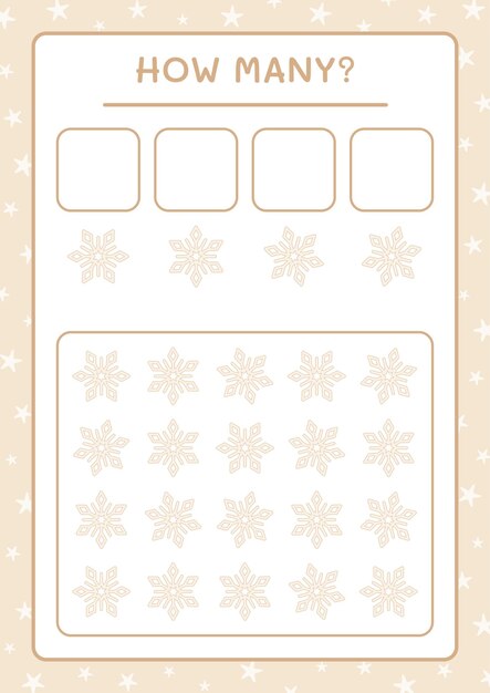 How many snowflake, game for children. Vector illustration, printable worksheet