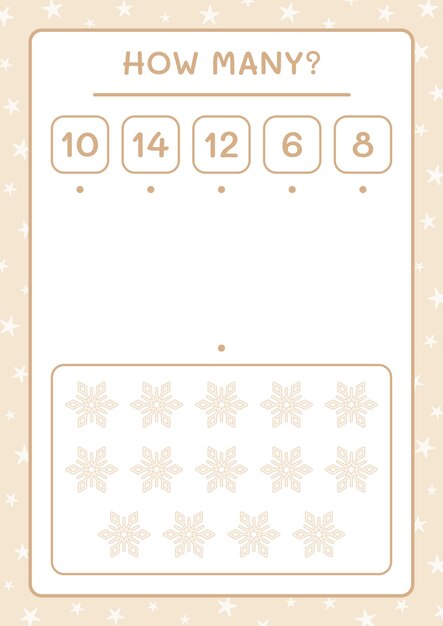 ベクトル 雪の結晶の数、子供向けのゲーム。ベクトルイラスト、印刷可能なワークシート