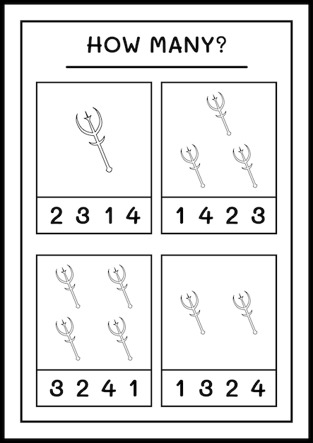 How many Spear, game for children. Vector illustration, printable worksheet