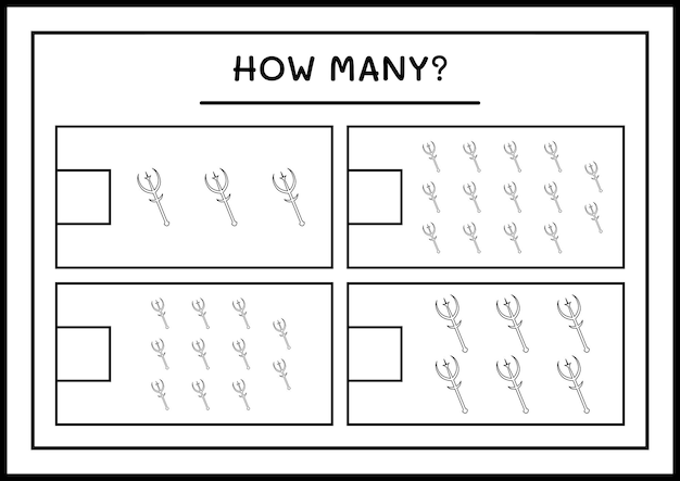 How many Spear, game for children. Vector illustration, printable worksheet