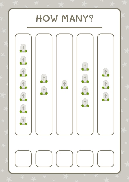 トゥームストーンの数、子供向けのゲーム。ベクトルイラスト、印刷可能なワークシート