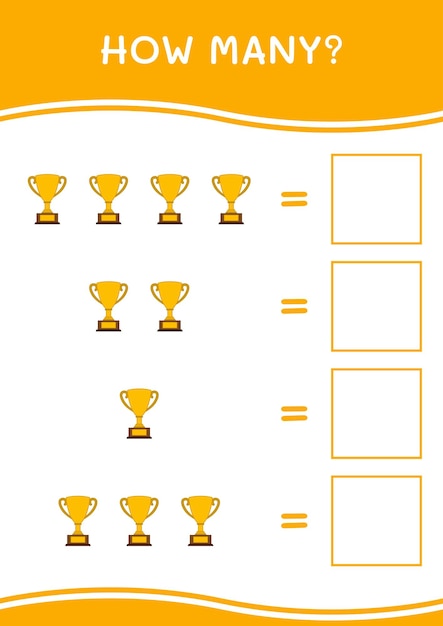 How many of trophy game for children vector illustration printable worksheet