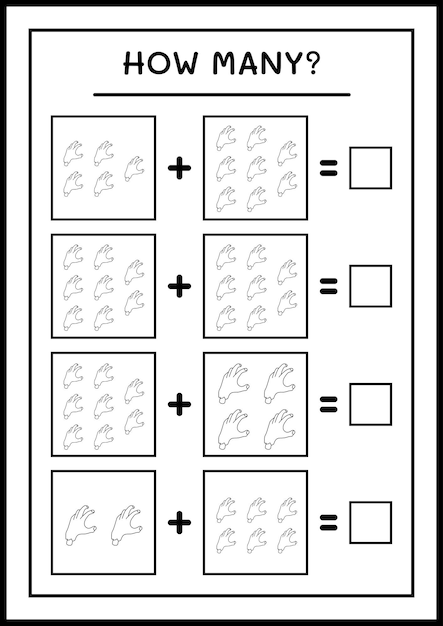 Quanti zombie hand, gioco per bambini. illustrazione vettoriale, foglio di lavoro stampabile