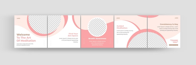 how to social media carousel template meditation and relaxing instagram banner design for spa yoga