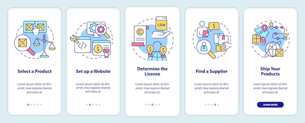 How to start export business onboarding mobile app screen