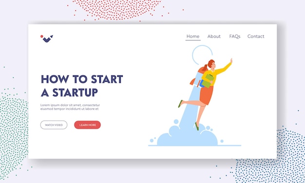 Vector how to start a start up landing page template working success goal achievement career boost concept