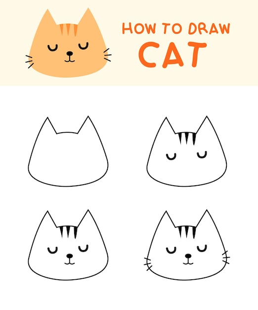 教育学習のためにかわいい猫を段階的に描く方法