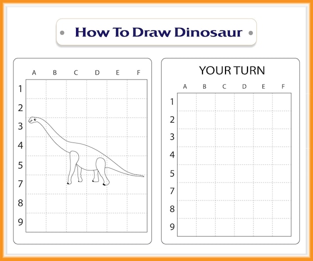 子供のための恐竜を描く方法プレミアムベクトル