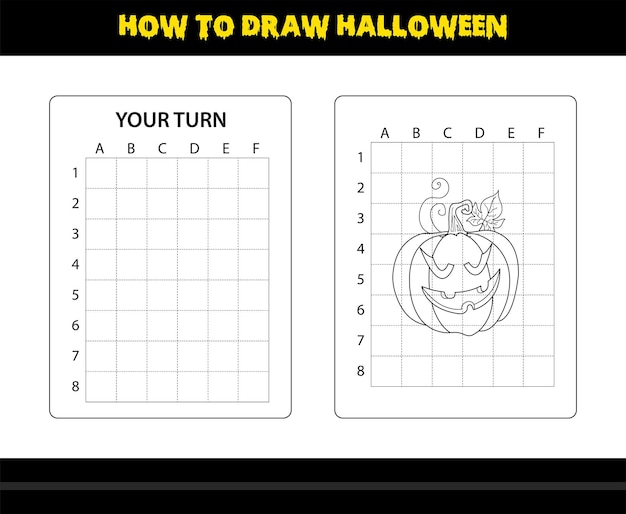 Вектор Как нарисовать хеллоуин для детей раскраски для детей на хэллоуин