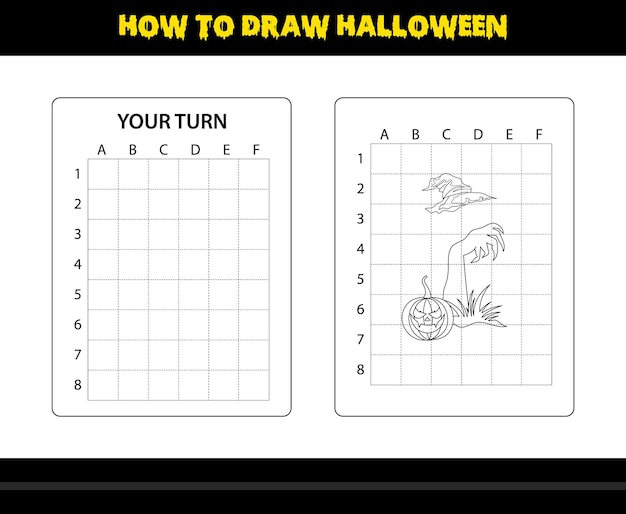 ベクトル 子供のためのハロウィーンの描き方 子供のためのハロウィーンの描画スキルの着色ページ