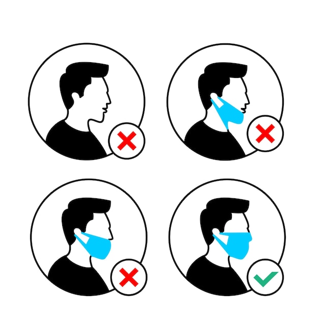 How to use medical face mask Vector icon template vector design