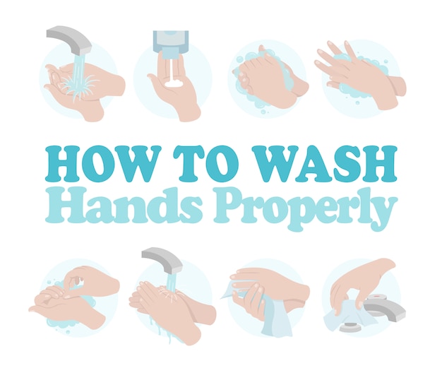 Vector how to wash your hands properly. illustration