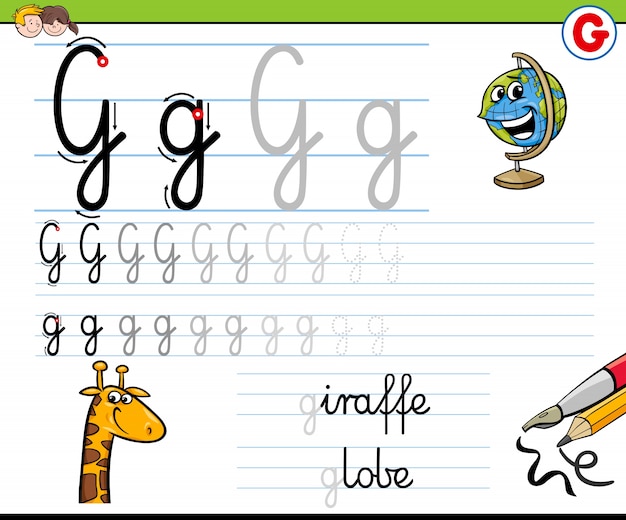 How to write letter g worksheet for kids