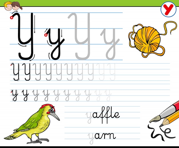 How to write letter y worksheet for kids