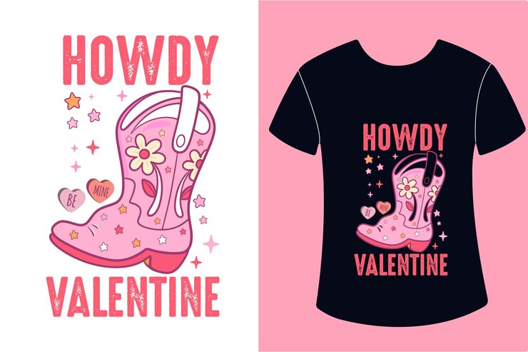 Вектор howdy valentine ретро дизайн футболки на день святого валентина сублимация