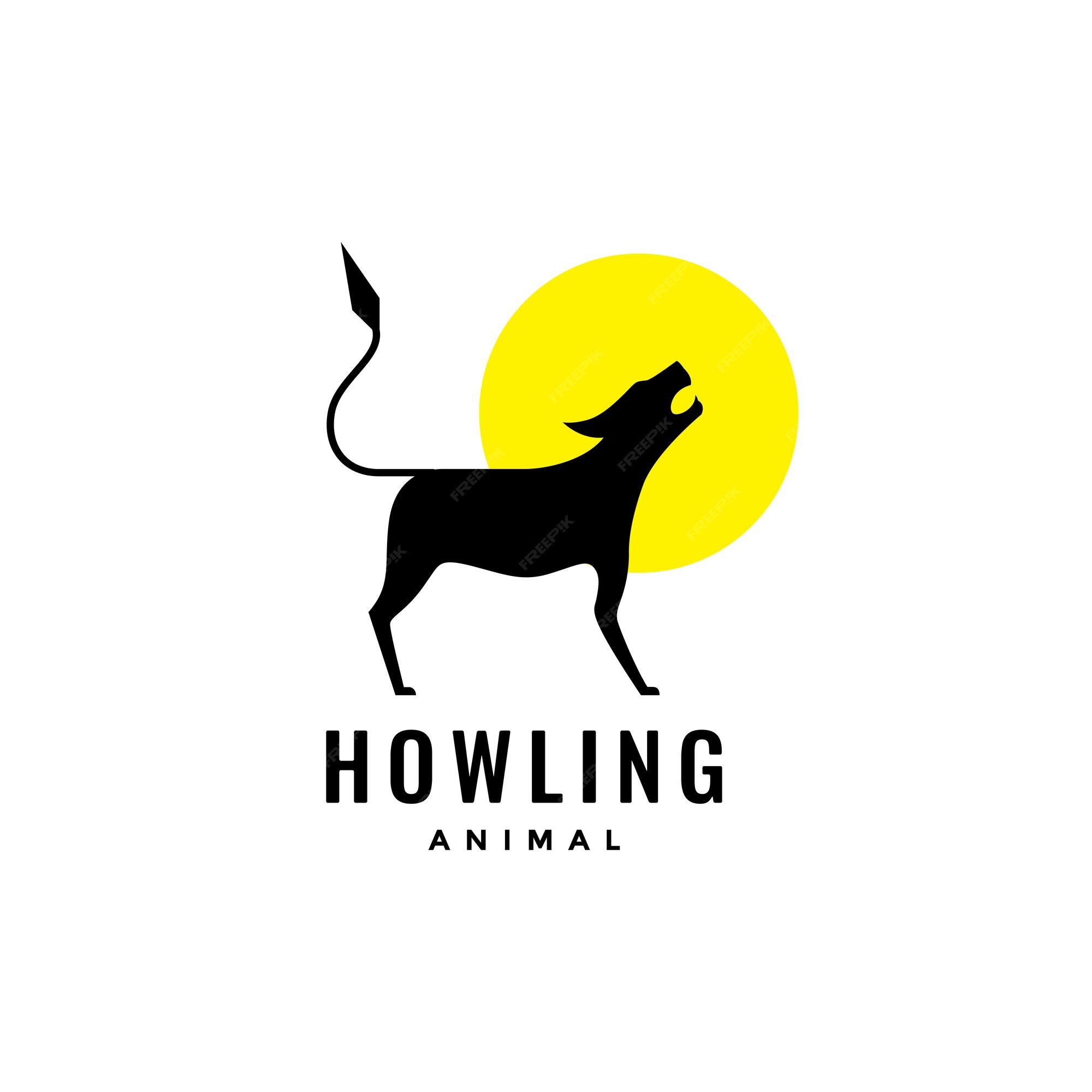 Premium Vector | Howling animal wolf coyote with sunset silhouette logo